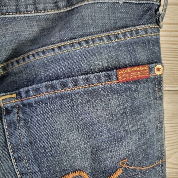 7 For All Mankind Button Fly Mens Jeans SZ 34 Inseam 32 Relaxed Dark Wash - Picture 2 of 5